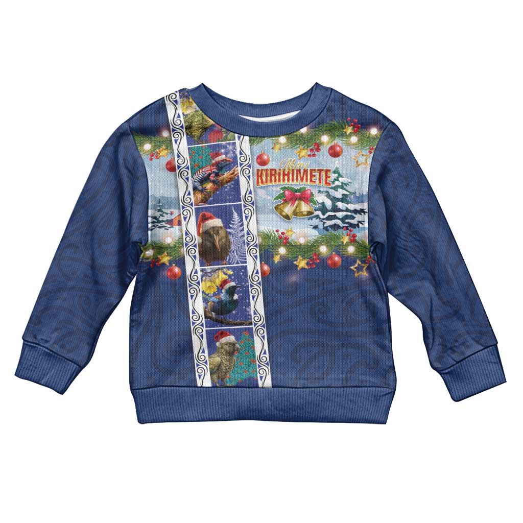 New Zealand Merry Christmas Kid Ugly Christmas Sweater Maori Animals, Koru Tattoo - Blue Xmas Style