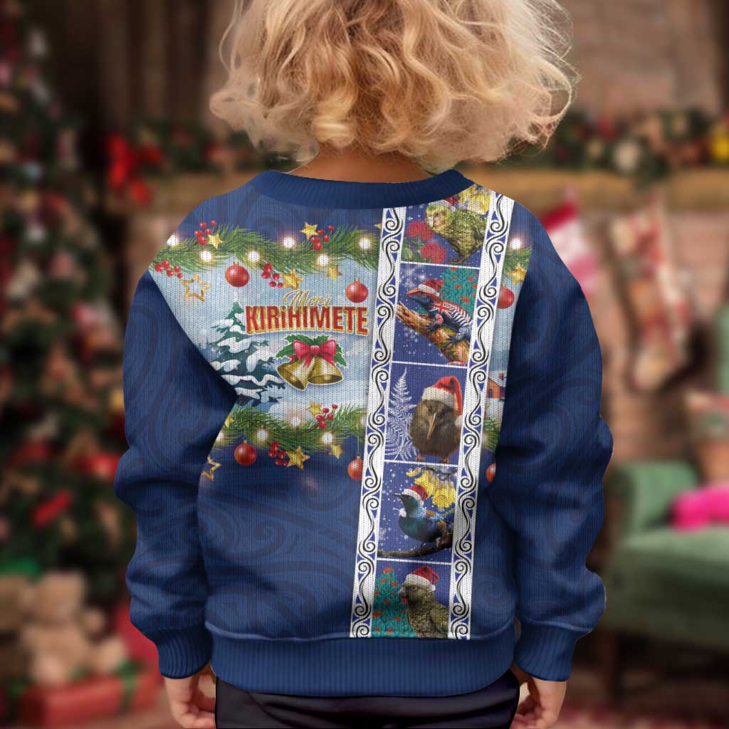 New Zealand Merry Christmas Kid Ugly Christmas Sweater Maori Animals, Koru Tattoo - Blue Xmas Style