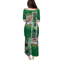 New Zealand Merry Christmas Family Matching Puletasi and Hawaiian Shirt Maori Animals, Koru Tattoo - Green Xmas Style