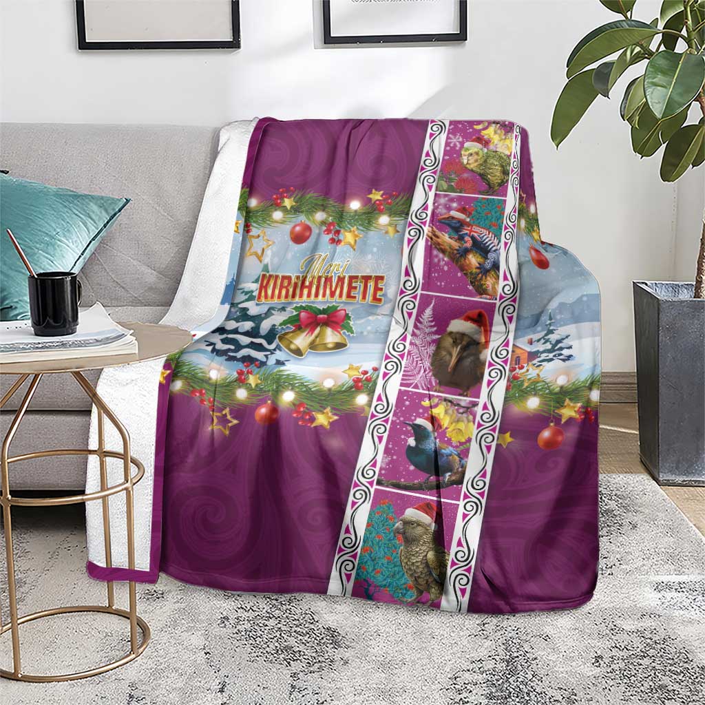 New Zealand Merry Christmas Blanket Maori Animals, Koru Tattoo - Pink Xmas Style