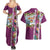 New Zealand Merry Christmas Couples Matching Summer Maxi Dress and Hawaiian Shirt Maori Animals, Koru Tattoo - Pink Xmas Style