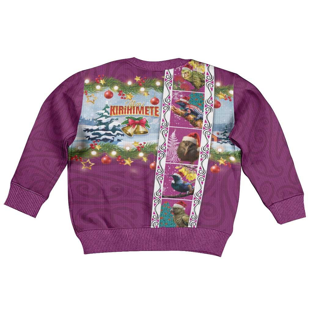 New Zealand Merry Christmas Kid Ugly Christmas Sweater Maori Animals, Koru Tattoo - Pink Xmas Style
