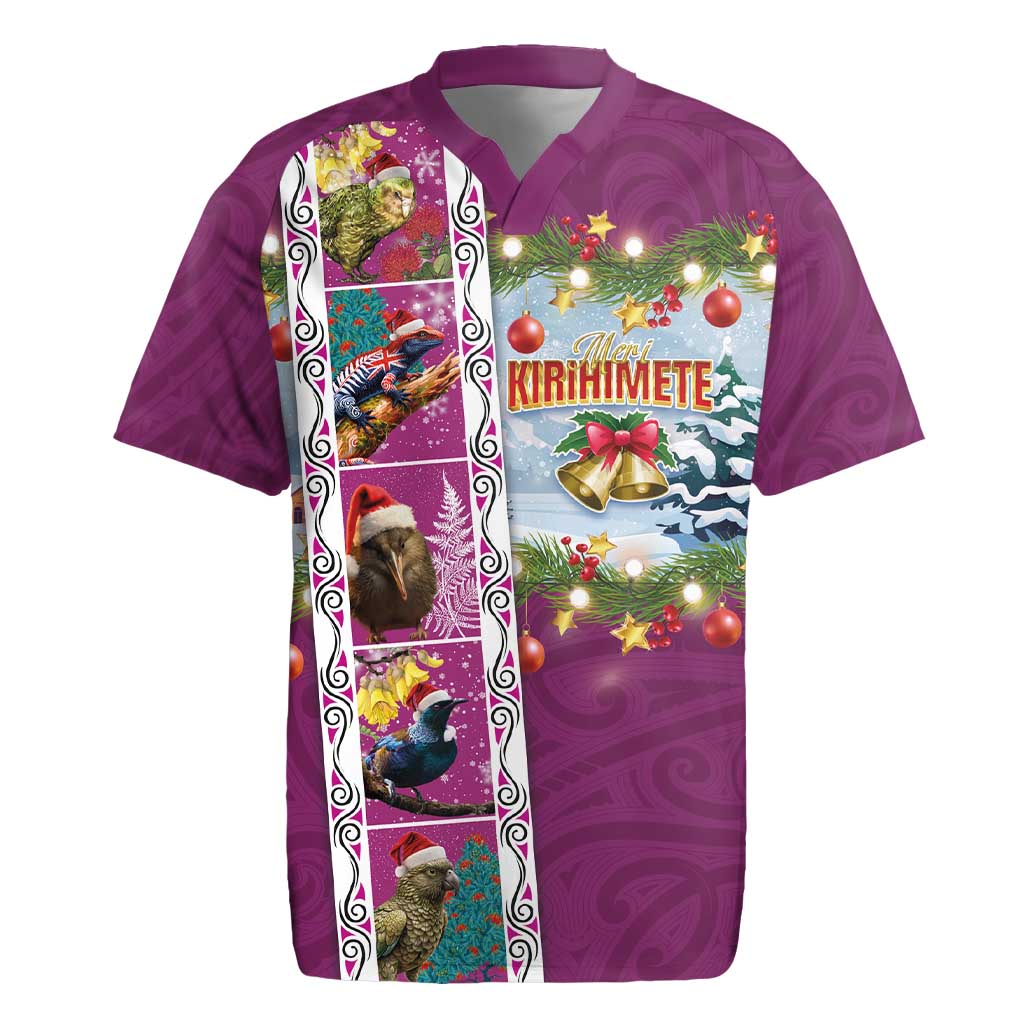 New Zealand Merry Christmas Rugby Jersey Maori Animals, Koru Tattoo - Pink Xmas Style
