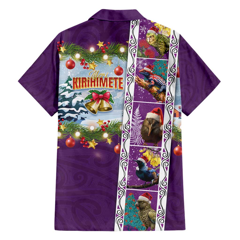New Zealand Merry Christmas Family Matching Puletasi and Hawaiian Shirt Maori Animals, Koru Tattoo - Purple Xmas Style