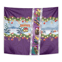 New Zealand Merry Christmas Tapestry Maori Animals, Koru Tattoo - Purple Xmas Style