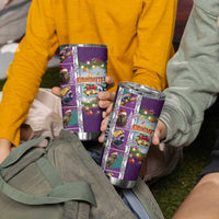 New Zealand Merry Christmas Tumbler Cup Maori Animals Xmas Style and Koru Tattoo Purple Color