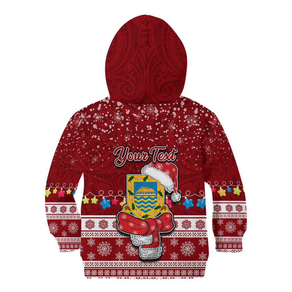 Personalised Tuvalu Christmas Kid Hoodie Snowman and Tuvalu Coat of Arms Maori Tribal Xmas Style LT03 - Polynesian Pride