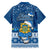 Tuvalu Christmas Family Matching Short Sleeve Bodycon Dress and Hawaiian Shirt Snowman Hugs Tuvalu Coat of Arms Maori Pattern Blue Style LT03 - Polynesian Pride