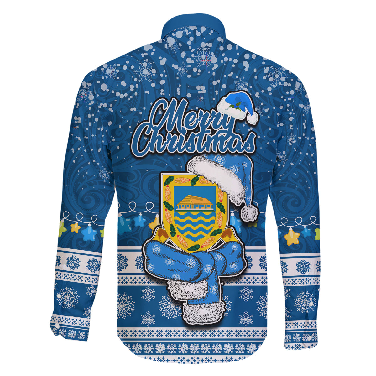 Tuvalu Christmas Family Matching Summer Maxi Dress and Hawaiian Shirt Snowman Hugs Tuvalu Coat of Arms Maori Pattern Blue Style LT03 - Polynesian Pride