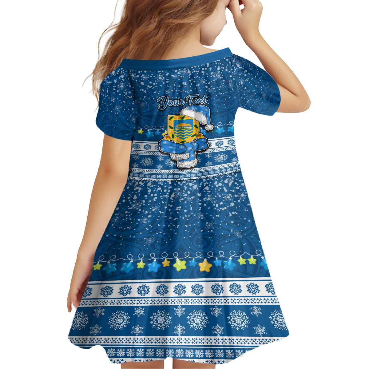 Personalised Tuvalu Christmas Family Matching Off Shoulder Maxi Dress and Hawaiian Shirt Snowman Hugs Tuvalu Coat of Arms Maori Pattern Blue Style LT03 - Polynesian Pride