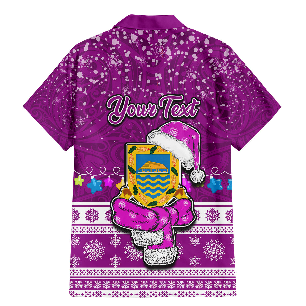 Personalised Tuvalu Christmas Family Matching Mermaid Dress and Hawaiian Shirt Snowman Hugs Tuvalu Coat of Arms Maori Pattern Pink Style LT03 - Polynesian Pride