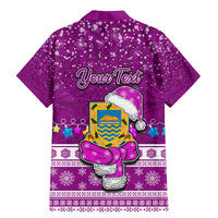 Personalised Tuvalu Christmas Family Matching Mermaid Dress and Hawaiian Shirt Snowman Hugs Tuvalu Coat of Arms Maori Pattern Pink Style LT03 - Polynesian Pride