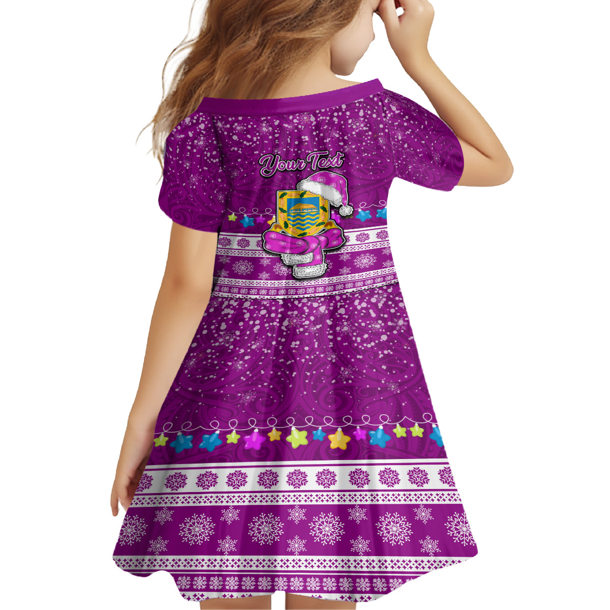 Personalised Tuvalu Christmas Family Matching Off Shoulder Short Dress and Hawaiian Shirt Snowman Hugs Tuvalu Coat of Arms Maori Pattern Pink Style LT03 - Polynesian Pride