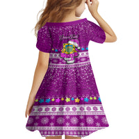 Personalised Tuvalu Christmas Family Matching Off Shoulder Short Dress and Hawaiian Shirt Snowman Hugs Tuvalu Coat of Arms Maori Pattern Pink Style LT03 - Polynesian Pride