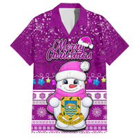 Personalised Tuvalu Christmas Family Matching Short Sleeve Bodycon Dress and Hawaiian Shirt Snowman Hugs Tuvalu Coat of Arms Maori Pattern Pink Style LT03 Dad's Shirt - Short Sleeve Pink - Polynesian Pride