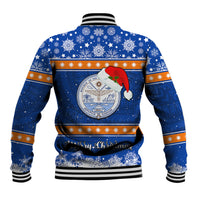 Marshall Islands Christmas Baseball Jacket Santa Claus and Coat of Arms Mix Polynesian Xmas Style LT03 - Polynesian Pride