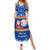 Marshall Islands Christmas Family Matching Summer Maxi Dress and Hawaiian Shirt Santa Claus and Coat of Arms Mix Polynesian Xmas Style LT03 Mom's Dress Blue - Polynesian Pride