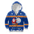 Marshall Islands Christmas Kid Hoodie Santa Claus and Coat of Arms Mix Polynesian Xmas Style LT03 Zip Hoodie Blue - Polynesian Pride