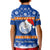 Marshall Islands Christmas Kid Polo Shirt Santa Claus and Coat of Arms Mix Polynesian Xmas Style LT03 - Polynesian Pride