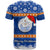 Marshall Islands Christmas T Shirt Santa Claus and Coat of Arms Mix Polynesian Xmas Style LT03 - Polynesian Pride