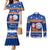Personalised Marshall Islands Christmas Couples Matching Mermaid Dress and Long Sleeve Button Shirt Santa Claus and Coat of Arms Mix Polynesian Xmas Style LT03 Blue - Polynesian Pride