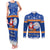 Personalised Marshall Islands Christmas Couples Matching Tank Maxi Dress and Long Sleeve Button Shirt Santa Claus and Coat of Arms Mix Polynesian Xmas Style LT03 Blue - Polynesian Pride