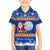 Personalised Marshall Islands Christmas Family Matching Puletasi Dress and Hawaiian Shirt Santa Claus and Coat of Arms Mix Polynesian Xmas Style LT03 Son's Shirt Blue - Polynesian Pride