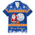 Personalised Marshall Islands Christmas Hawaiian Shirt Santa Claus and Coat of Arms Mix Polynesian Xmas Style LT03 Blue - Polynesian Pride