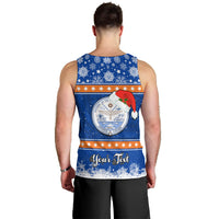 Personalised Marshall Islands Christmas Men Tank Top Santa Claus and Coat of Arms Mix Polynesian Xmas Style LT03 - Polynesian Pride