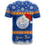 Personalised Marshall Islands Christmas T Shirt Santa Claus and Coat of Arms Mix Polynesian Xmas Style LT03 - Polynesian Pride