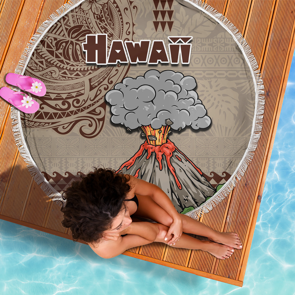 Hawaii Beach Blanket Aloha Volcano Mix Kakau Hawaiian Tribal LT03 - Polynesian Pride