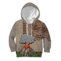 Hawaii Kid Hoodie Aloha Volcano Mix Kakau Hawaiian Tribal LT03 Beige - Polynesian Pride