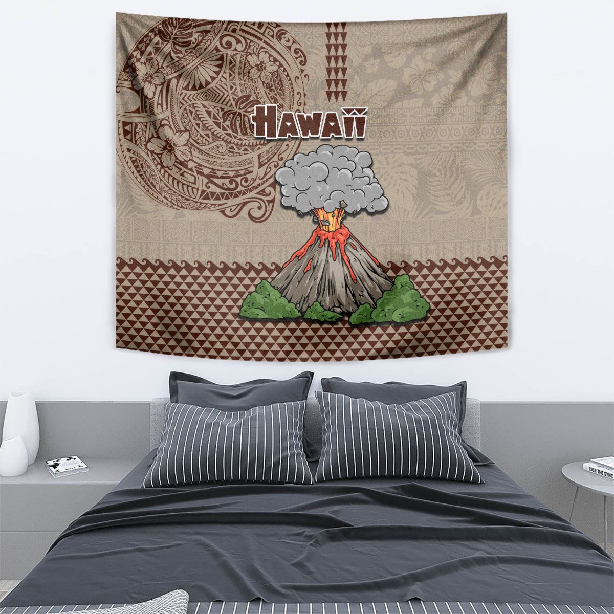 Hawaii Tapestry Aloha Volcano Mix Kakau Hawaiian Tribal LT03 - Polynesian Pride