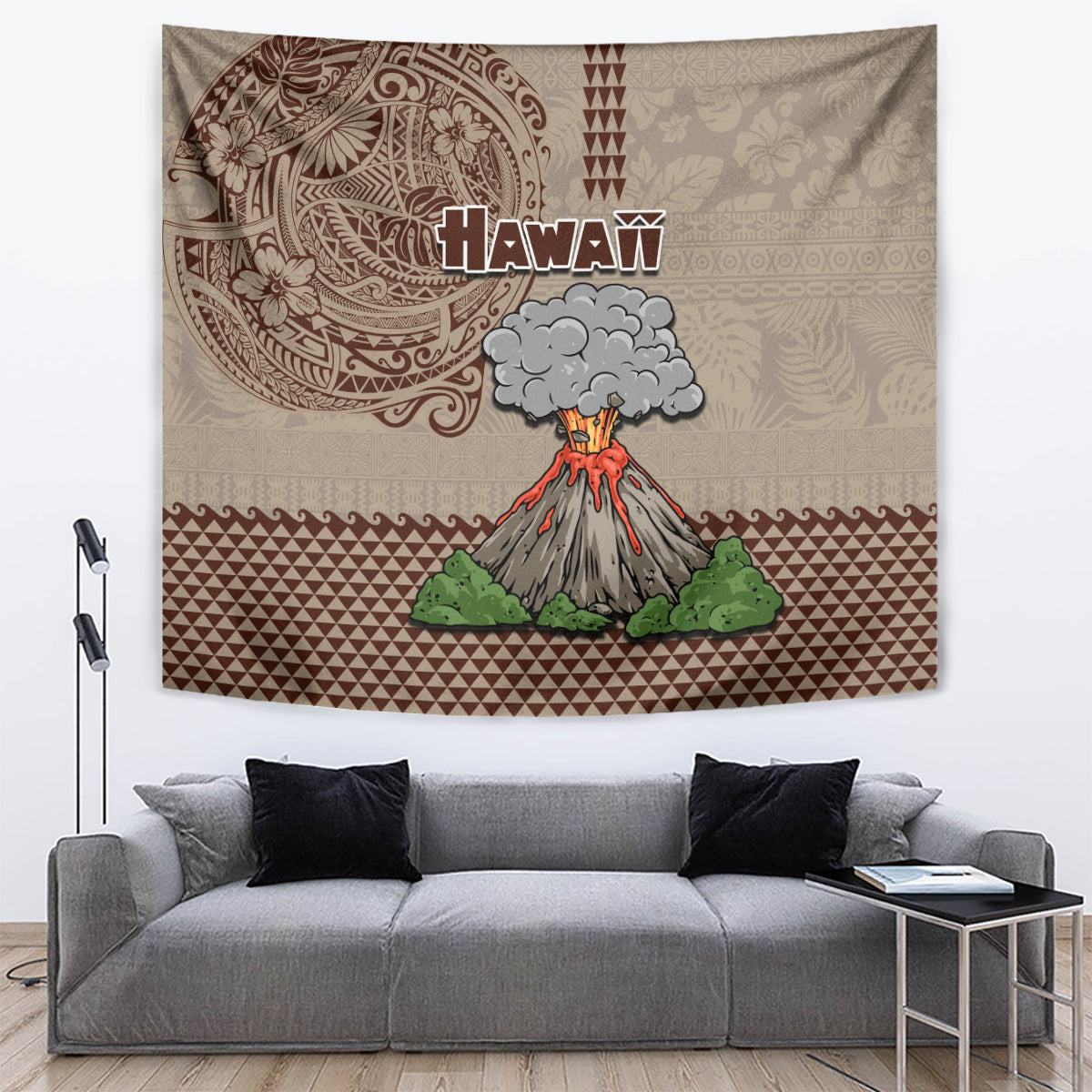 Hawaii Tapestry Aloha Volcano Mix Kakau Hawaiian Tribal LT03 - Polynesian Pride