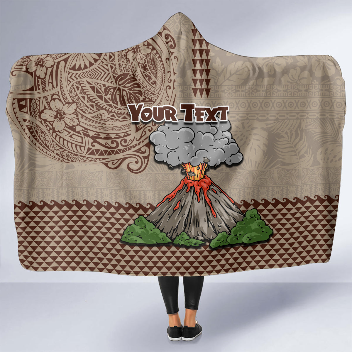 Aloha Volcano Custom Hooded Blanket Mix Hawaiian Kakau Tribal LT03 - Polynesian Pride