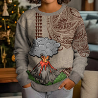 Aloha Volcano Custom Kid Ugly Christmas Sweater Mix Hawaiian Kakau Tribal LT03 - Polynesian Pride