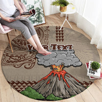 Aloha Volcano Custom Round Carpet Mix Hawaiian Kakau Tribal LT03 - Polynesian Pride