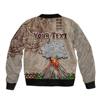 Aloha Volcano Custom Sleeve Zip Bomber Jacket Mix Hawaiian Kakau Tribal LT03 - Polynesian Pride