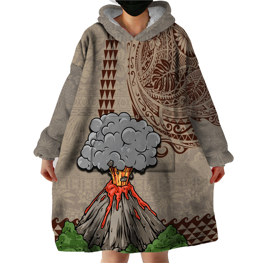 Aloha Volcano Custom Wearable Blanket Hoodie Mix Hawaiian Kakau Tribal LT03 - Polynesian Pride