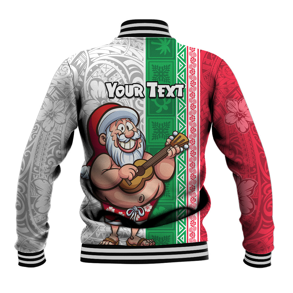 Custom Hawaii Mele Kalikimaka Baseball Jacket Santa Playing Ukele Mix Kakau Pattern Xmas Style LT03 - Polynesian Pride