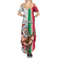 Custom Hawaii Mele Kalikimaka Family Matching Summer Maxi Dress and Hawaiian Shirt Santa Playing Ukele Mix Kakau Pattern Xmas Style LT03 - Polynesian Pride