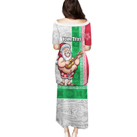 Custom Hawaii Mele Kalikimaka Puletasi Santa Playing Ukele Mix Kakau Pattern Xmas Style LT03 - Polynesian Pride