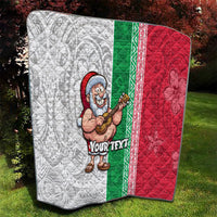Custom Hawaii Mele Kalikimaka Quilt Santa Playing Ukele Mix Kakau Pattern Xmas Style LT03 - Polynesian Pride