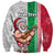 Custom Hawaii Mele Kalikimaka Sweatshirt Santa Playing Ukele Mix Kakau Pattern Xmas Style LT03 - Polynesian Pride