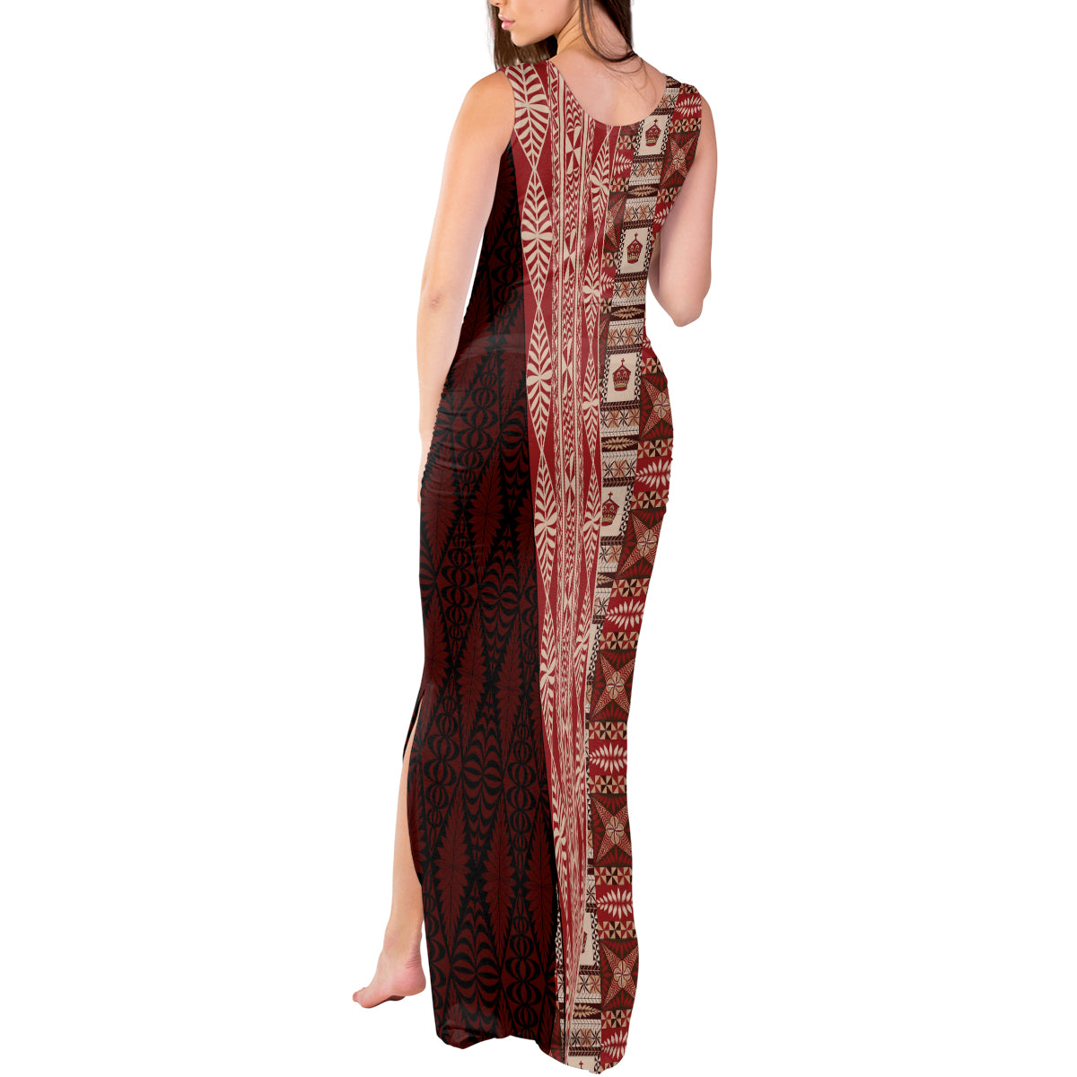 Tonga Fonulei and Ngatu Pattern Tank Maxi Dress LT03 - Polynesian Pride