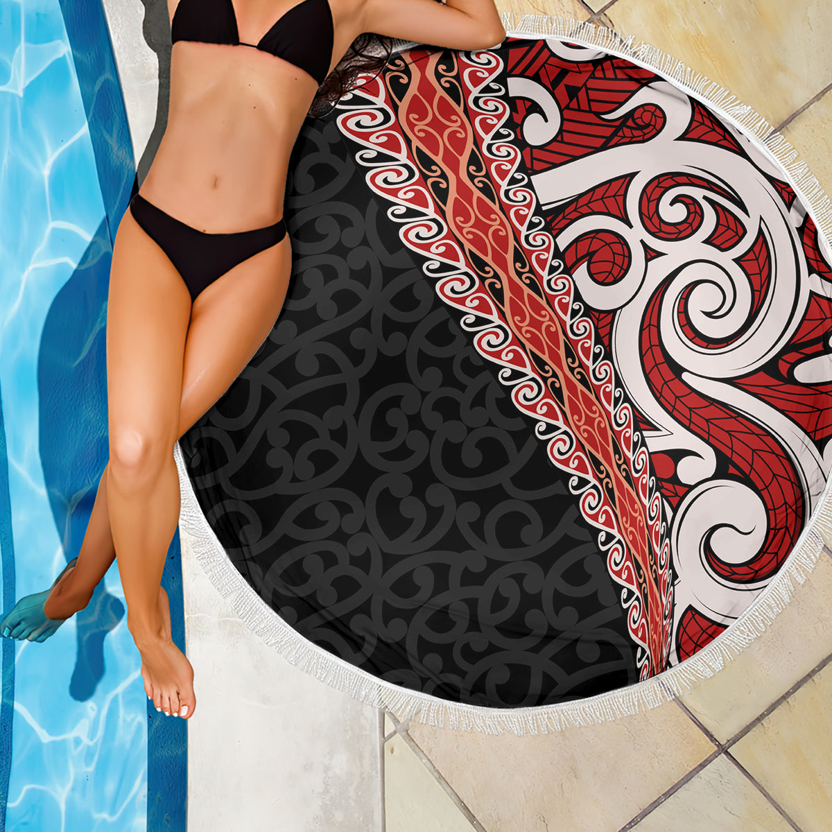 New Zealand Maori Stylized Koru Beach Blanket LT03 - Polynesian Pride