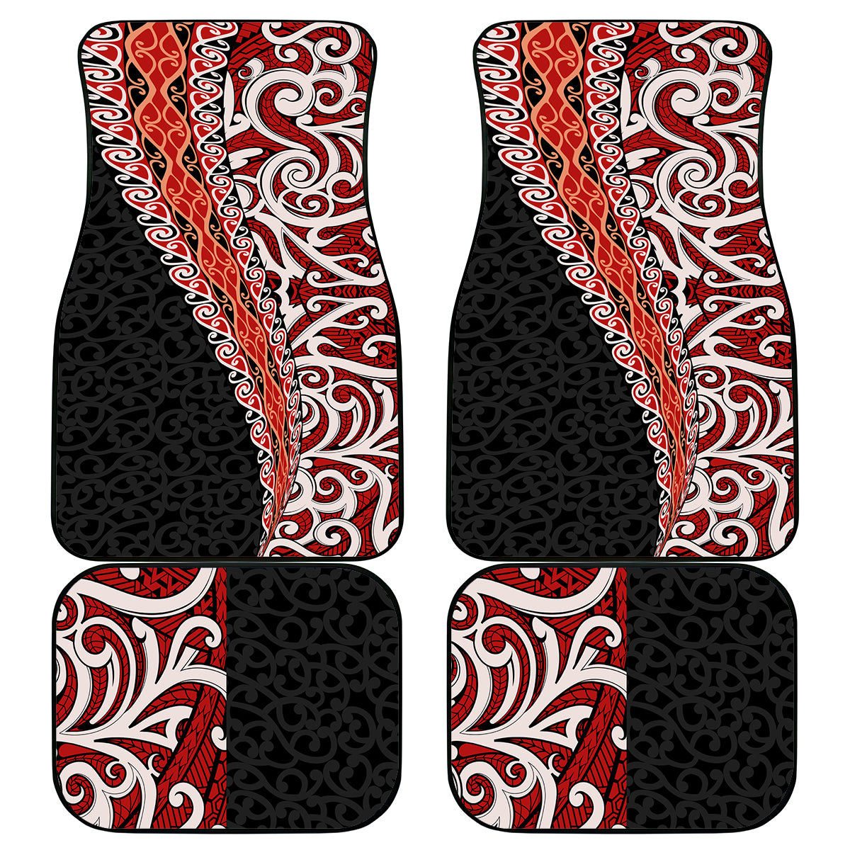 New Zealand Maori Stylized Koru Car Mats LT03 Red - Polynesian Pride