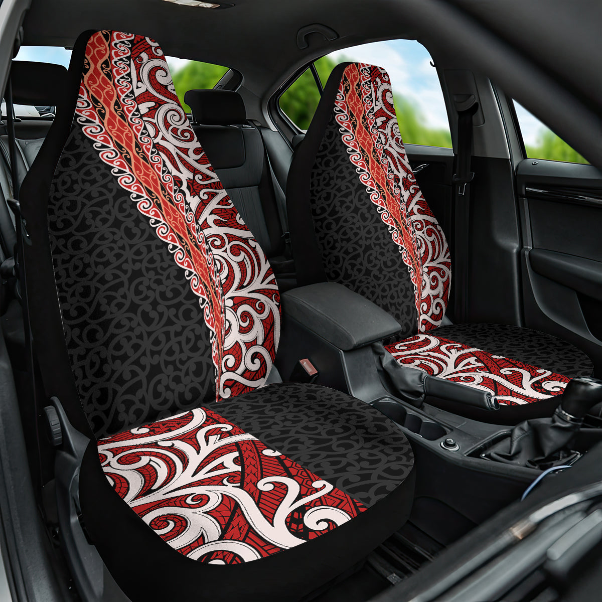 New Zealand Maori Stylized Koru Car Seat Cover LT03 One Size Red - Polynesian Pride