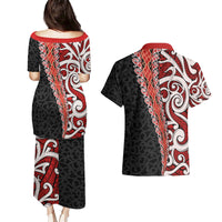 New Zealand Maori Stylized Koru Couples Matching Puletasi and Hawaiian Shirt LT03 - Polynesian Pride