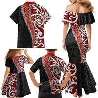 New Zealand Maori Stylized Koru Family Matching Mermaid Dress and Hawaiian Shirt LT03 - Polynesian Pride